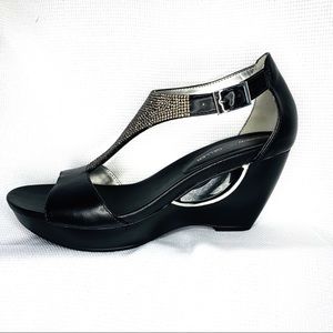 Black Andrew Geller Rhinestone  Cutout Wedges